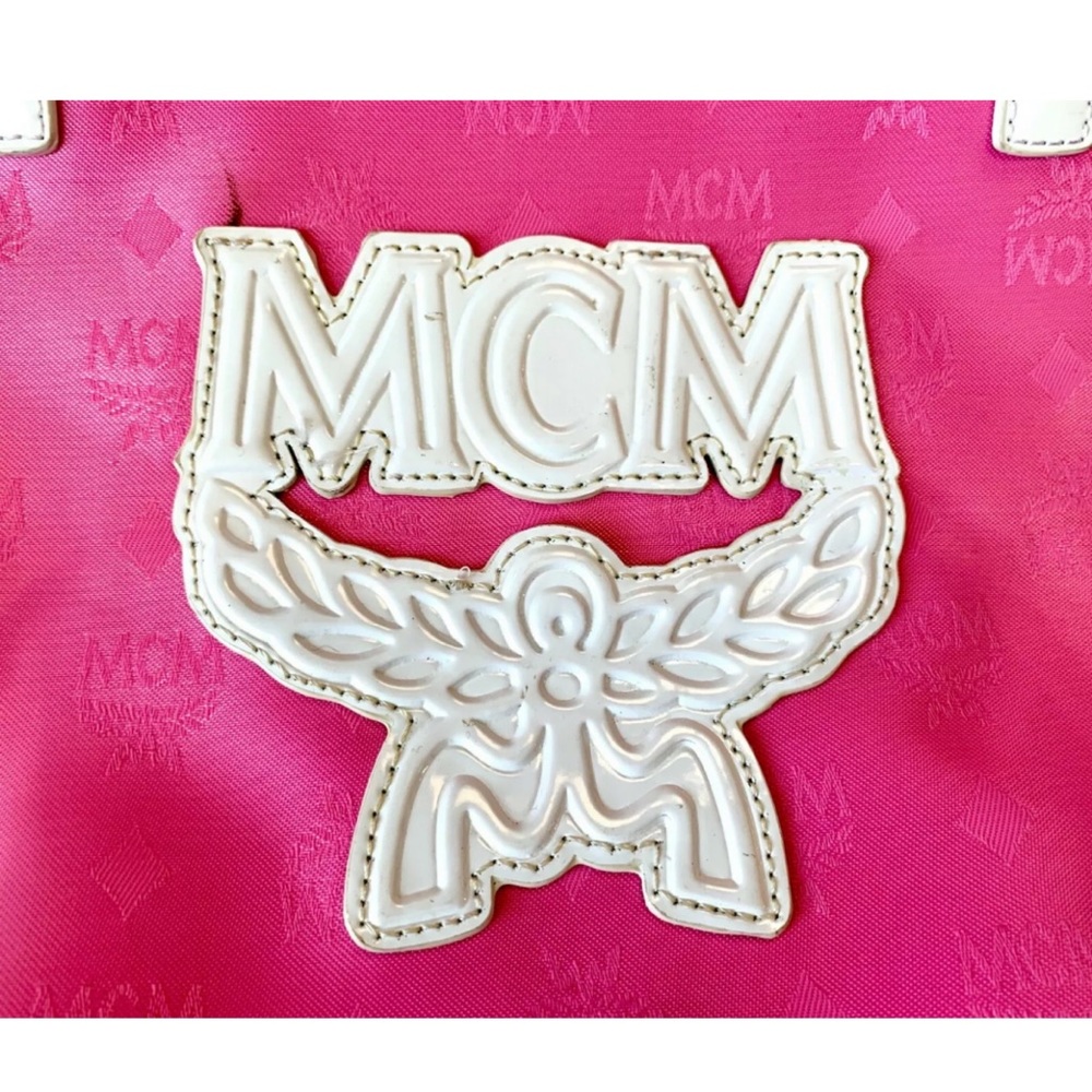 MCM Coated Canvas Patent Leather Shopper Tote Bag - Picture 2 of 7